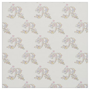 Letter R monogrammed personalized fabric