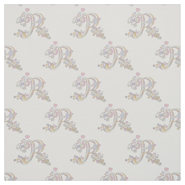 Letter R monogrammed personalized fabric (Swatch)