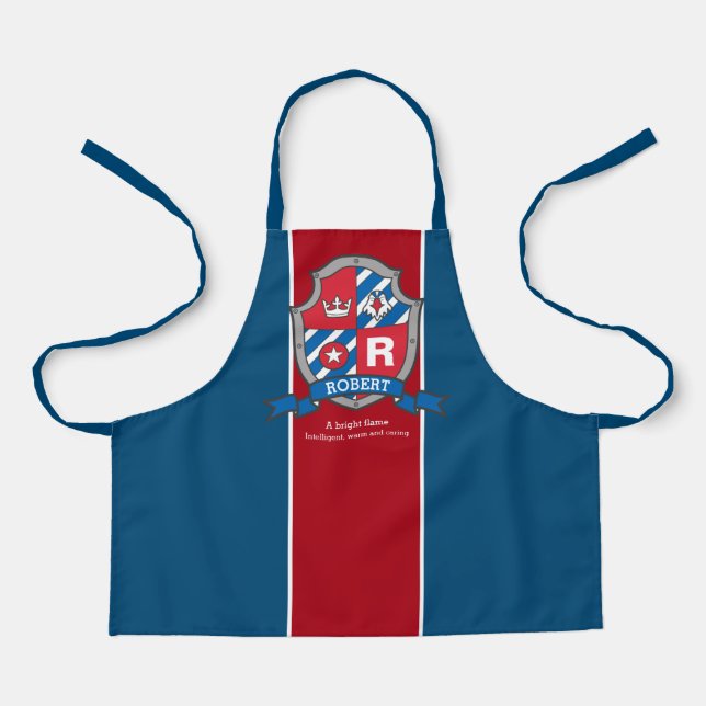 Letter R Robert name meaning coat of arms eagle Apron (Front)