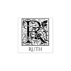Letter R Vintage First Letter with Custom Name Rubber Stamp