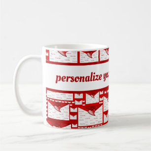 letter, red, white, heart, gift, love, i + love + coffee mug