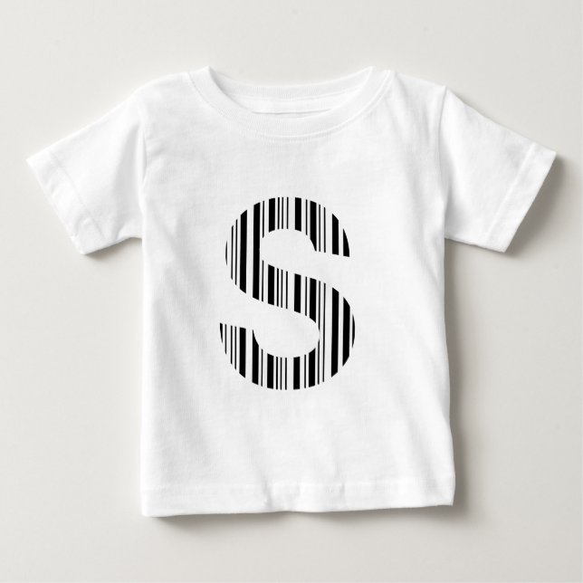 LETTER S BAR CODE First Initial Barcode Pattern Baby T-Shirt (Front)