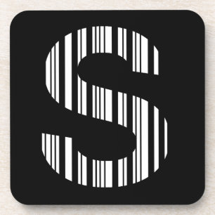 LETTER S BAR CODE First Initial Barcode Pattern Coaster