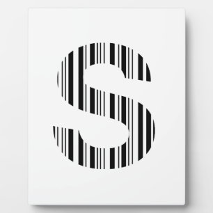 LETTER S BAR CODE First Initial Barcode Pattern Plaque