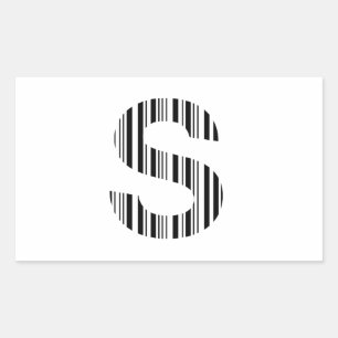 LETTER S BAR CODE First Initial Barcode Pattern Sticker