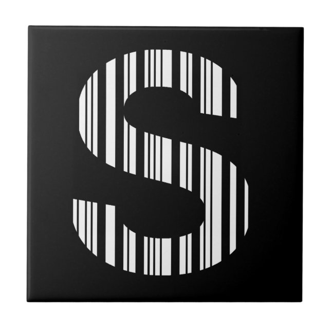 LETTER S BAR CODE First Initial Barcode Pattern Tile (Front)