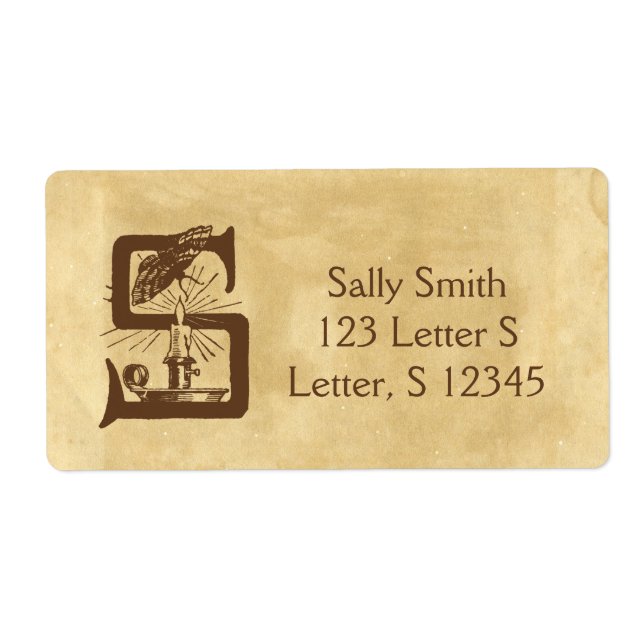 Letter S Blank Vintage Aged Paper Label (Front)