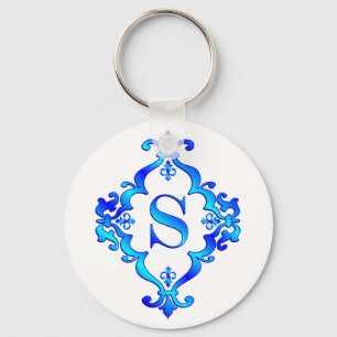 Letter S Blue Keychain