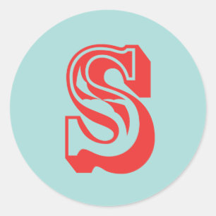 Letter S carnival style monogram initial favour Classic Round Sticker