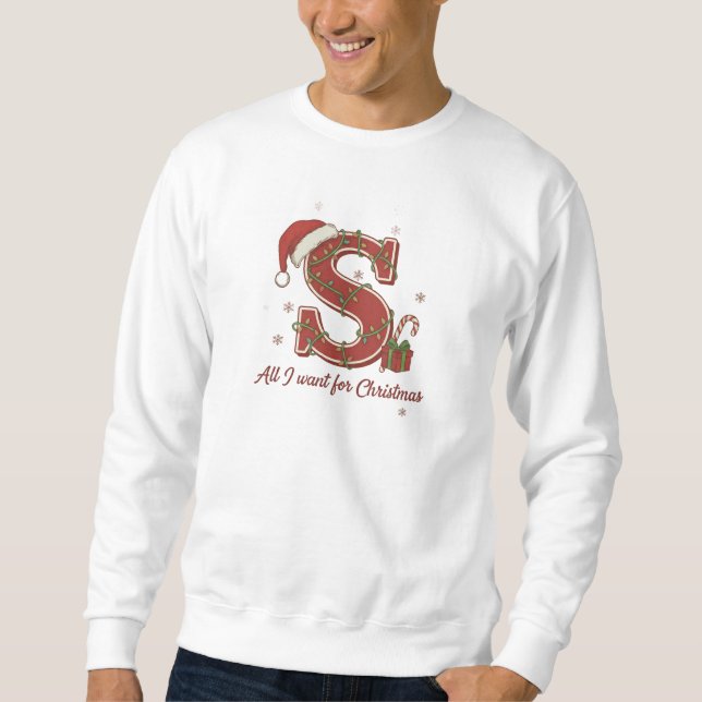 Letter S Christmas Monogram Design Sweatshirt (Front)