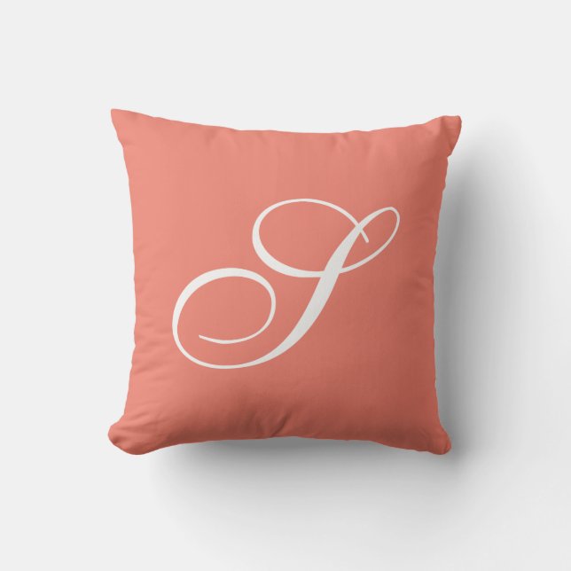 Letter S Coral Monogram Pillow (Front)