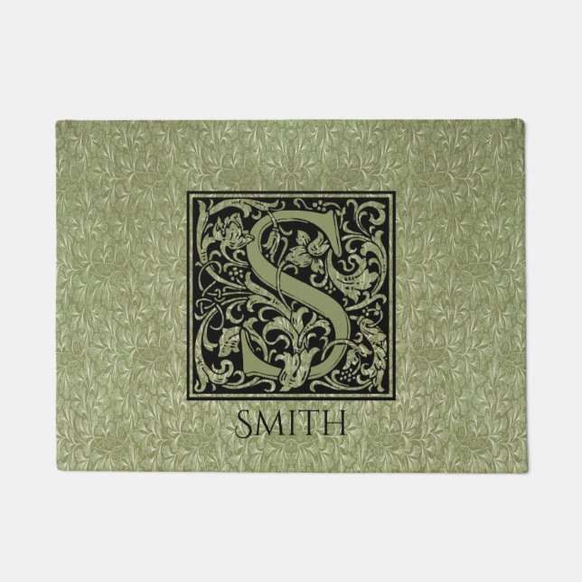 Letter S First Letter Monogram Personalized Doormat (Front)