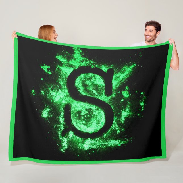 Letter S Green Capital Alphabet Fleece Blanket (In Situ)