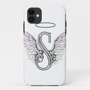 Letter S Initial Monogram with Angel Wings & Halo iPhone 11 Case