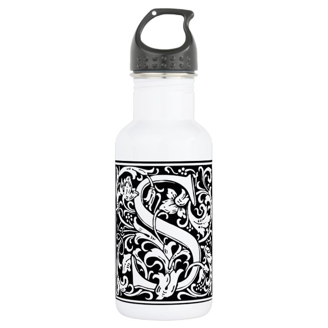 Letter S Medieval Monogram Art Nouveau 532 Ml Water Bottle (Front)