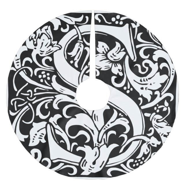 Letter S Medieval Monogram Art Nouveau Brushed Polyester Tree Skirt (Front)