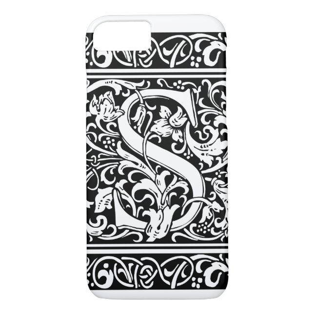 Letter S Medieval Monogram Art Nouveau Case-Mate iPhone Case (Back)