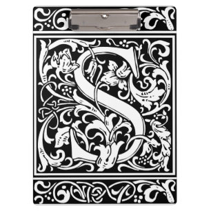 Letter S Medieval Monogram Art Nouveau Clipboard