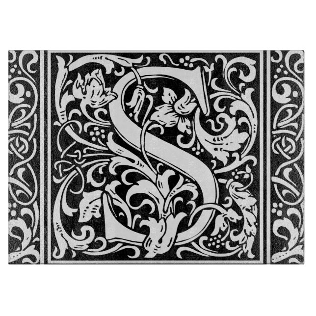 Letter S Medieval Monogram Art Nouveau Cutting Board (Front)