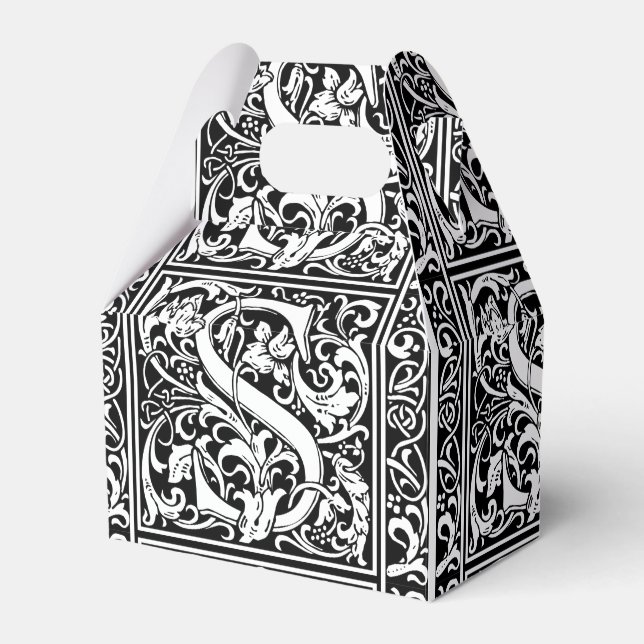 Letter S Medieval Monogram Art Nouveau Favor Box (Front Side)
