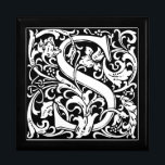 Letter S Medieval Monogram Art Nouveau Gift Box<br><div class="desc">This initial S is part of a complete series of upper case William Morris inspired typography initials. The black and white lettering is highly decorative, styled after the fancy typography of the middle ages. Cute and trendy, this is a vintage chic monogram S - letter S- swirly S . Customize...</div>