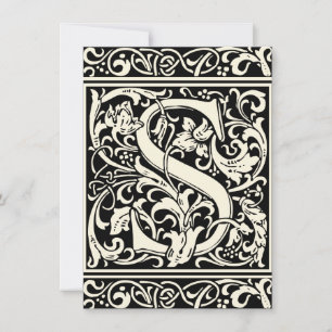 Letter S Medieval Monogram Art Nouveau Invitation