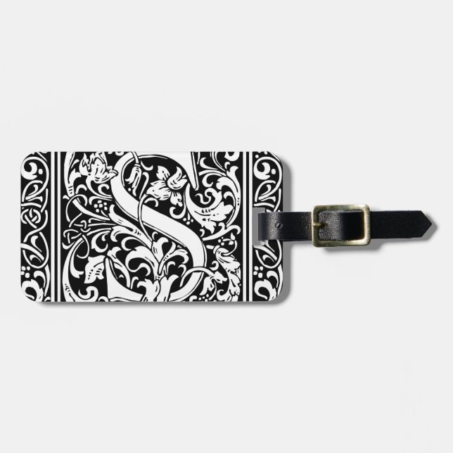 Letter S Medieval Monogram Art Nouveau Luggage Tag (Front Horizontal)