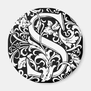 Letter S Medieval Monogram Art Nouveau Magnet
