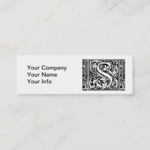 Letter S Medieval Monogram Art Nouveau Mini Business Card