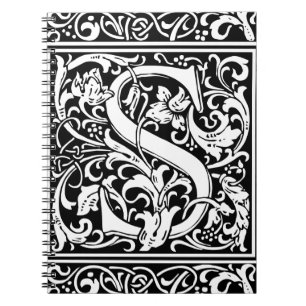 Letter S Medieval Monogram Art Nouveau Notebook