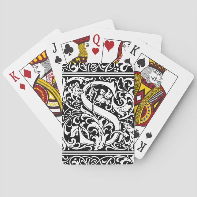 Letter S Medieval Monogram Art Nouveau Playing Cards (Back)