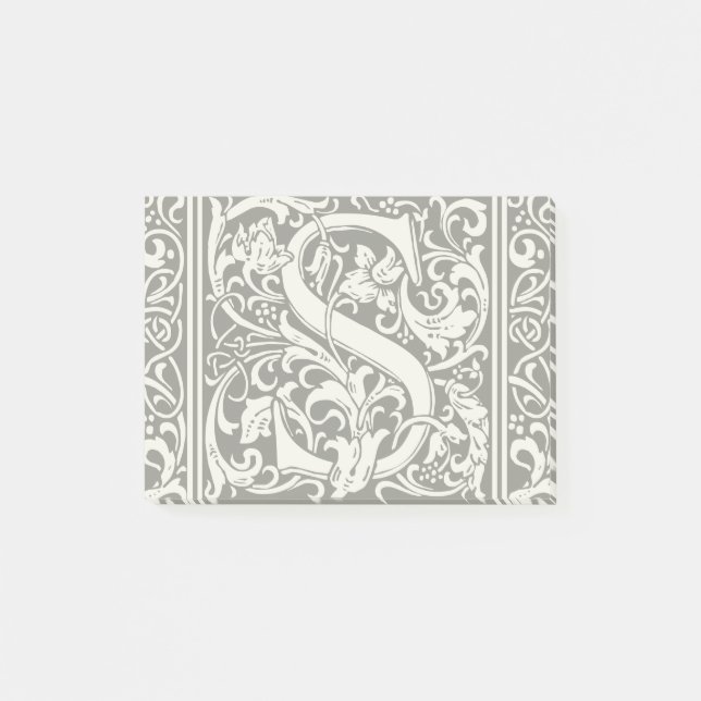 Letter S Medieval Monogram Art Nouveau Post-it Notes (Front)