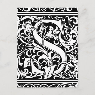 Letter S Medieval Monogram Art Nouveau Postcard