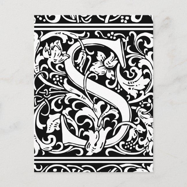 Letter S Medieval Monogram Art Nouveau Postcard (Front)