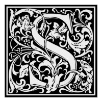 Letter S Medieval Monogram Art Nouveau