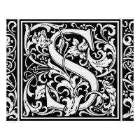 Letter S Medieval Monogram Art Nouveau