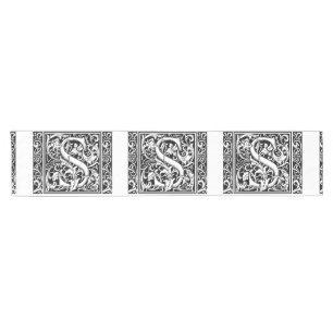 Letter S Medieval Monogram Art Nouveau Short Table Runner