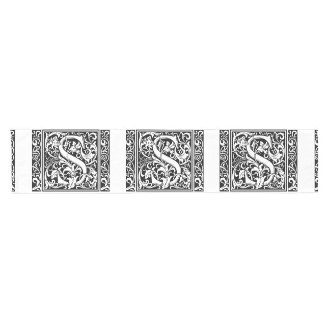 Letter S Medieval Monogram Art Nouveau Short Table Runner (Horizontal)