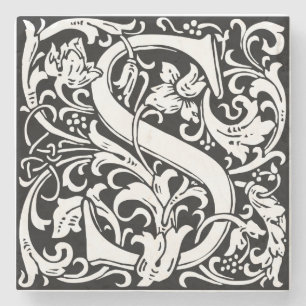 Letter S Medieval Monogram Art Nouveau Stone Coaster