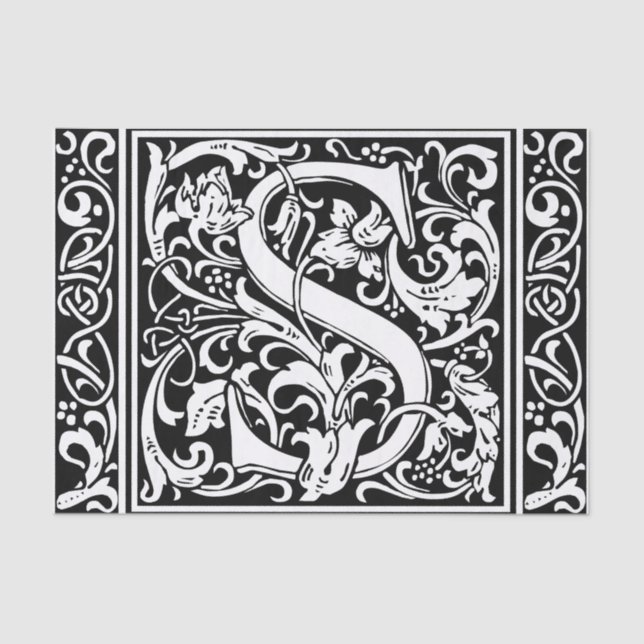Letter S Medieval Monogram Art Nouveau Tissue Paper (Front)