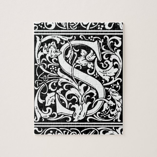 Letter S Medieval Monogram Vintage Initial Jigsaw Puzzle (Vertical)