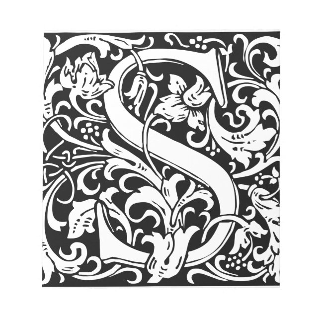 Letter S Medieval Monogram Vintage Initial Notepad (Front)