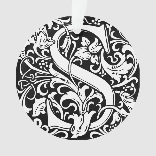 Letter S Medieval Monogram Vintage Initial Ornament (Front)