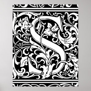 Letter S Medieval Monogram Vintage Initial Poster