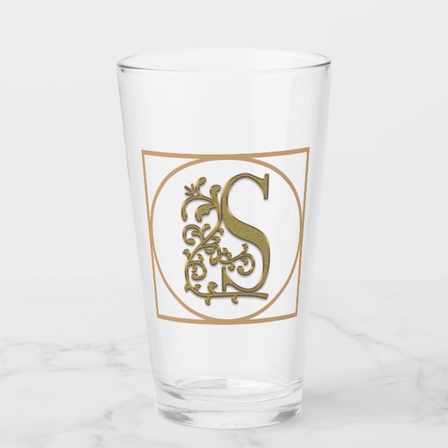 LETTER S MONOGRAM Beautiful Wedding New Home Gift Glass (Front)
