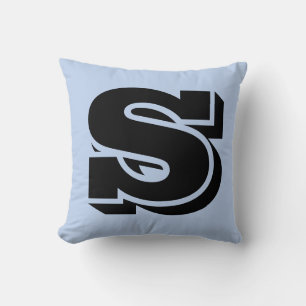 LETTER S MONOGRAM BLUE PILLOW