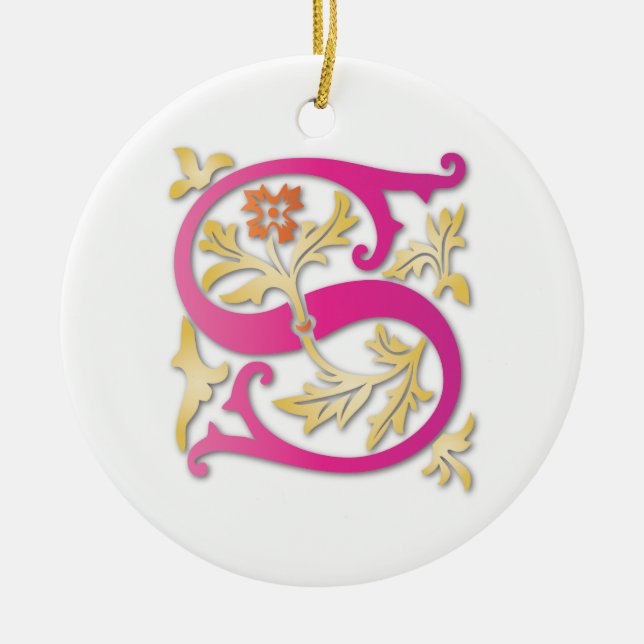 Letter S Monogram Ceramic Ornament (Front)