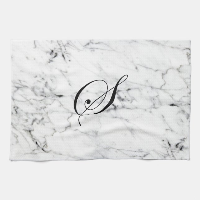 Letter S monogram Marble texture Kitchen Towel (Horizontal)
