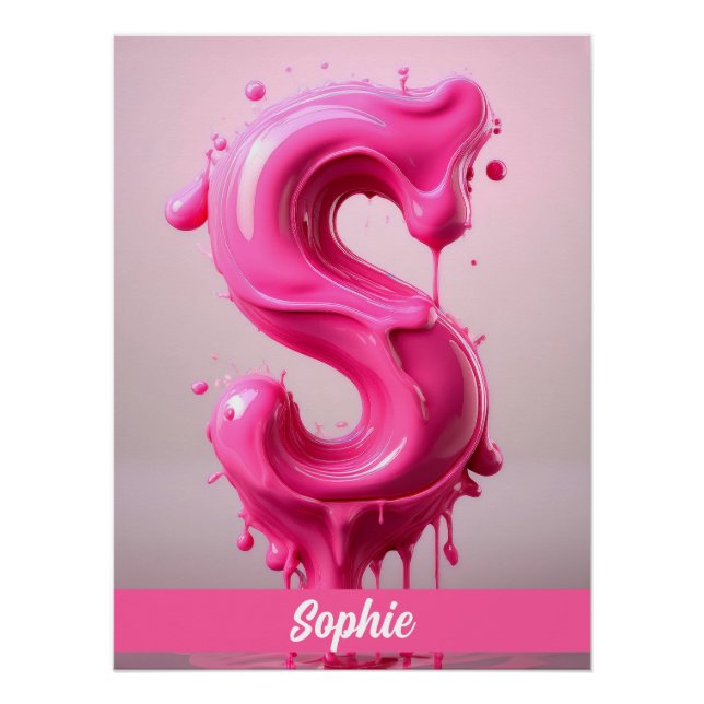 Letter S, Monogram S - Customizable Name Poster  (Front)
