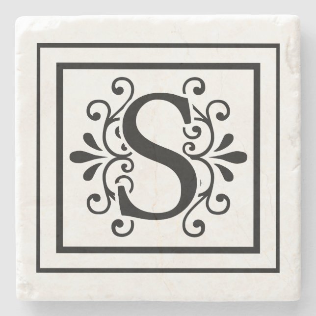 Letter S Monogram Stone Coasters (Front)